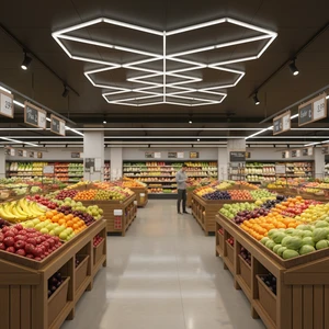 Freshness Illumination Pro Diamond Market Lights 6500K 120lm/W PC Dimmable ODM Available for Organic Food Market