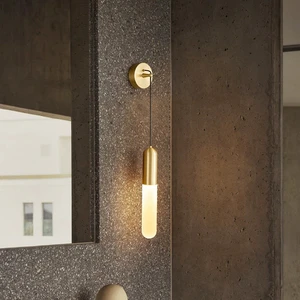 Modern Minimalist Creative Hotel Glass Wall Lamps Home Bedroom Bedside Indoor golden Body Glass LED Wall Light