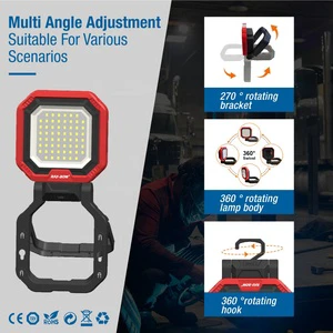Industrial LED Work Light 2000 Lumens Rechargeable - 4000mAh Battery, 360° Rotation, IP54 Waterproof (Nylon/Fiberglass/TPR)