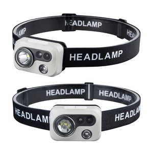 USB Rechargeable ABS Powerful Headlamp with LED Light Source Sensor Head Lights Designed for Forehead