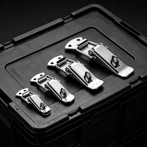 Nickel Plated Spring Toggle Latch, Draw Catch Clip with Mounting Holes & Lock Hole for Cabinet Box