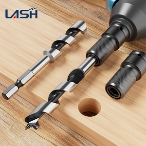 Lansheng 5/6/9/10/12/22mm Working Diameter Wood Auger Hex Shank Center Drill Bit 100mm Total Length for Softwood & Hardwood