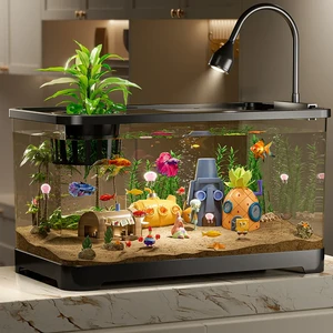 Transparent Acrylic Durable Large 10L Aquarium Lid with Nine-Piece Sinking Set and Food Pebbles