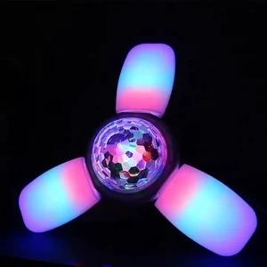 Remote Control E27/B22 LED Deformation Music Lamp Indoor Party Birthday Folding RGB Blade Fan Lamp Music Speakers