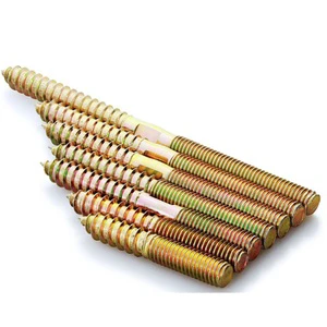 OEM ODM Galvanized Carbon Steel Double Head Threaded Wood Screw Furniture Bolts Double End Dowel Screw