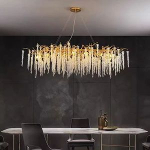 Chandelier Living Room French Light Luxury Restaurant Bedroom Ceiling Lamp Tree Branch Octagonal Bead Tassel Crystal Chandelier