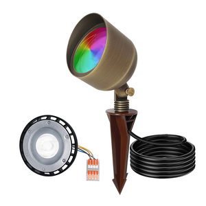 Smart RGBW Landscape Light App Controlled 15W 24V Brass Outdoor Garden Lights RGBW Landscape Lighting IP65