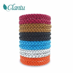 100% Natural Citronella Insect Repeller Bracelet (12 Packs) Handmade PU Leather Mosquito Killer Band Solid Pest Control Traps
