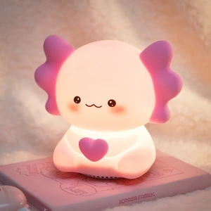 Axolotl Night Light For Kids Silicone LED Night Light With White Noise Speak Sleep Light Rechargeable Beside Lamp For Baby Room