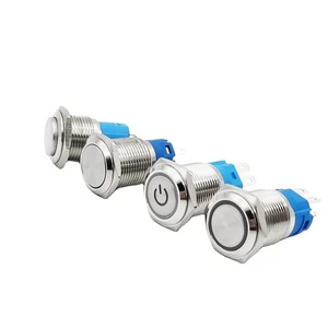 Abei 16mm Latching Momentary Rest Spdt Switch 12V 24V Metal Waterproof Illuminated Push Button Switch