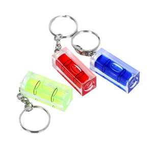 Industrial Grade Keychain Spirit Level Acrylic and Aluminium Material High Accuracy 15mm Width Measuring Tool with Keyring