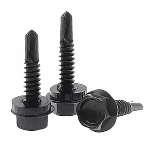 Durable Black-Plated Hexagon Head Self-Tapping Screws with Flange