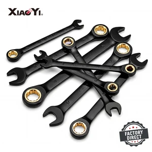 Unique Design Ratcheting Wrenches Set Metric Anti-rust Coated Black Electrophoretic Coating Mechanic Tools