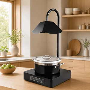 Black Stainless Steel Commercial Electric Food Warmer Stove Light Food Warmer Lamp with Food Pot for Hotel Restaurant