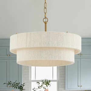 20in. Hand Woven Rattan Chandelier Boho Pendant Light Adjustable Coastal Pendant Light for Kitchen Island Dining Living Room