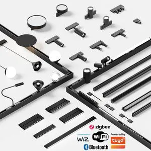 Smart Dimmable Track Light 10mm Ultra-narrow Magnetic Track Rail Light 48V Recessed Adjustable Zigbee Tuya Control for Home