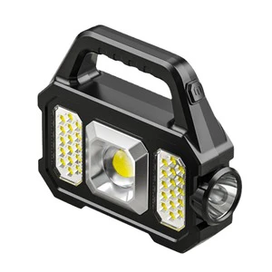 Wholesale Portable COB LED Flashlight USB Charging Outdoor Waterproof Solar Charging Multifunctional Lamp ABS Body IP65 Rating