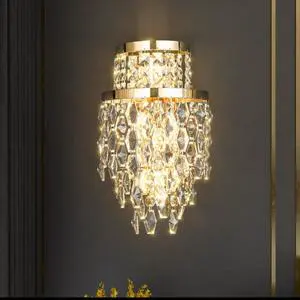 Hotel Lobby Bedroom Staircase Indoor Lighting Villa Living Room Background Decoration Home Iron Crystal LED Wall Lamp