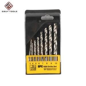 Drill Bits Manufacture Sharp Straight Round Shank 3-10mm 8pcs HSS Drill Bits Set for Metal Drilling