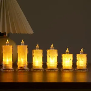 Crystal PP Artificial Led Candle Table Decorative Function Christmas Valentine's Day Decoration Tealight Battery Led Candle