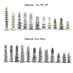32MM Zinc Alloy Speed Plug 13 X 42MM Nylon Speed Plug Anchor Plastic Expansion Screw Spiral Screw Nylon Anchor for Plasterboard