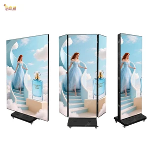 Indoor P2.5 Smart Portable Foldable Safety Video Digital Video Wall Stand Tri Folding LED Poster Display Screen