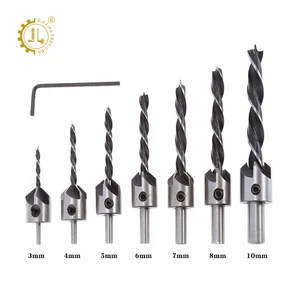 3 Pointed Countersink Drill Bits 3 Flute HSS Chamfer Drill Bit Wood Countersink Drill Bit Set for Hinge Holes Countersink