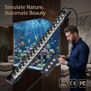 LED Aquarium Light IP68 Waterproof Submersible Fish Tank Lamp Integrated Timer Dimmable Full Spectrum Professional Lighting