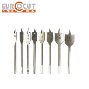 EUROCUT 45 Carbon Steel Hex Shank Bright Spade Wood Drill Bit for Wood Drilling