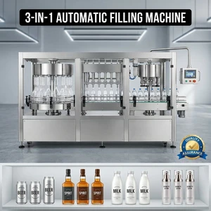 Industrial High Speed Automatic Glass Bottle Beer Wine Spirit Liquor Rinsing Filling Capping Automatic Bottle Filling Machine