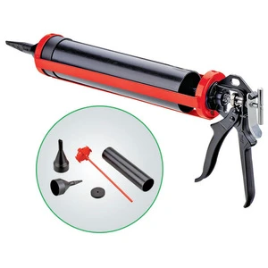13-inches Cement Caulking Pointing And Grouting Gun, 1 Quart / 1000 Ml Capacity, Push Force 1800N, With Nozzles