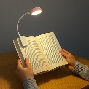 Multi-Brightness LED Clip-on Reading Light USB Rechargeable with Flexible Neck and Strong Clamp for Bedside Desk Study