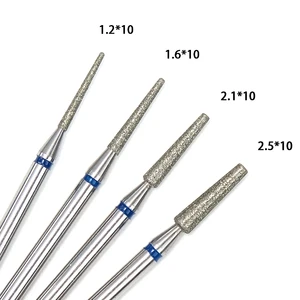 1.2*10 Slim Needle Tapered Diamond Nail Drill Bits Stainless Steel Russian Manicure Cuticle Bits Nail Gel Polishers Dead Skin
