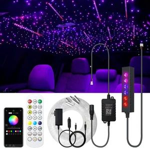 JINXIN 6-Hole RGB Multiple Color Fiber Optic Lights Kit Home Car Optical Fiber APP Control Headliner Starlight with Remote