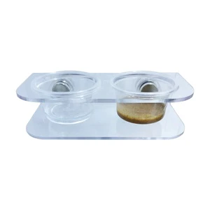 Magnetic Suction Transparent Acrylic Durable Lightweight Gecko Feeder 10 Cups Ledge Food Water Cup Holder Eco-Friendly Reptile