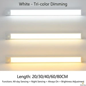 Cabinet Kitchen Stepless Dimming 3000K-6000K PIR Motion Sensor LED Cabinet Light Aluminum Alloy 2-Year Warranty