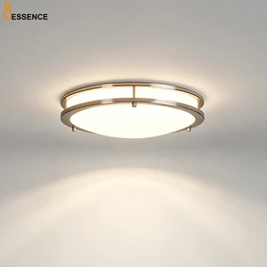 Modern LED Ceiling Light Round Flush Mount Gold Metal Frame Acrylic Panel Lamp for Living Room Bedroom Indoor Lighting Fixture