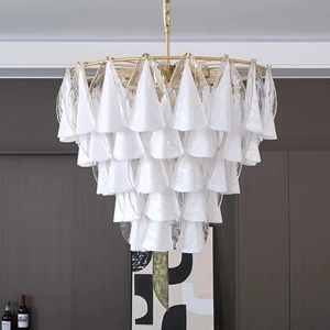 JYLIGHTING French Style Multi-Head Glass Branch Chandelier - Modern Suspension Luminaire for Hotel Project Living Room Bedroom