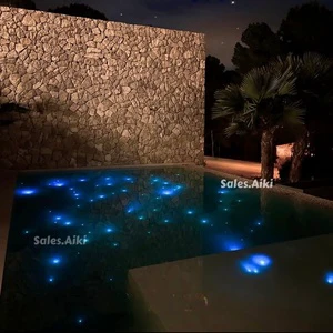RGBW Pool Twinkle Starry Led Fiber Optic Pool Lighting Pmma Plastic Black Jacket End Glow Optical Fiber Pool Star Light Kit
