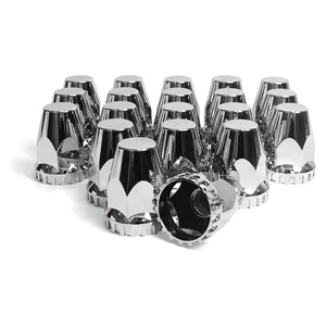BS-NL3033 Flat Top Lug Nut Covers Thread on Chrome Nut Cover Caps ABS Plastic Anti-Rust Screw-on Lug Nut Covers for Semi Trucks