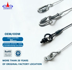 FENGMIN 304 Stainless Steel Cable Assembly EN 12385 Terminal Screw Holes Wire Rope Hooks Connector