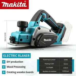 18V Cordless Electric Planer Adjustable Single-handed Cutting Depth Portable Wood Planing Machine Multifunctional Edge Trimming