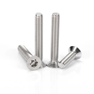 M2-M10 Metric 304 Stainless Steel Countersunk Head Inner Plum Column Flat Head Galvanized Finish Fine Thread Anti-Theft Security