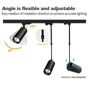Commercial Rail Hanging Spotlight Office Hotel Home Rail System Aluminum Cob Track Light Adjustable Movable Track Lighting