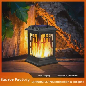Solar Flame Palace Lantern Handheld Garden Warm White Solar Panel 28LED Night Light Outdoor Hanging Light