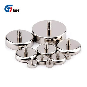 Custom Neodymium Convex External Threaded Stud Cup Magnet With External Mounting Thread Magnetic Pot Magnet For Industrial Use