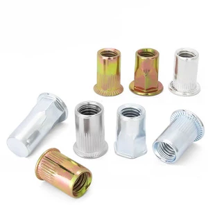 M3-M12 Stainless Steel 304 Finish Flat Head Knurling Rivet Nut Zinc Plated Threaded Insert Nut Automotive Industry