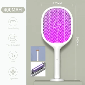 Factory Customized Rechargeable Electric Fly Bug Insect Mosquito Swatter Racket Killer Lamp Zapper Bat Foldable UV Solid ABS