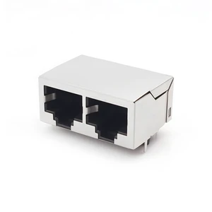 HAXN 9903 10P8C 1*2 Shielded Side Entry Latch Down Black RoHS Compliant W/O EMI TAB W/O LED Round Pin RJ45 Connector