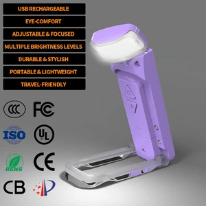 EGH Eco-Friendly Foldable Easy Installation Water-Resistant Durable Color Changeable Rechargeable Purple LED Reading Book Lights